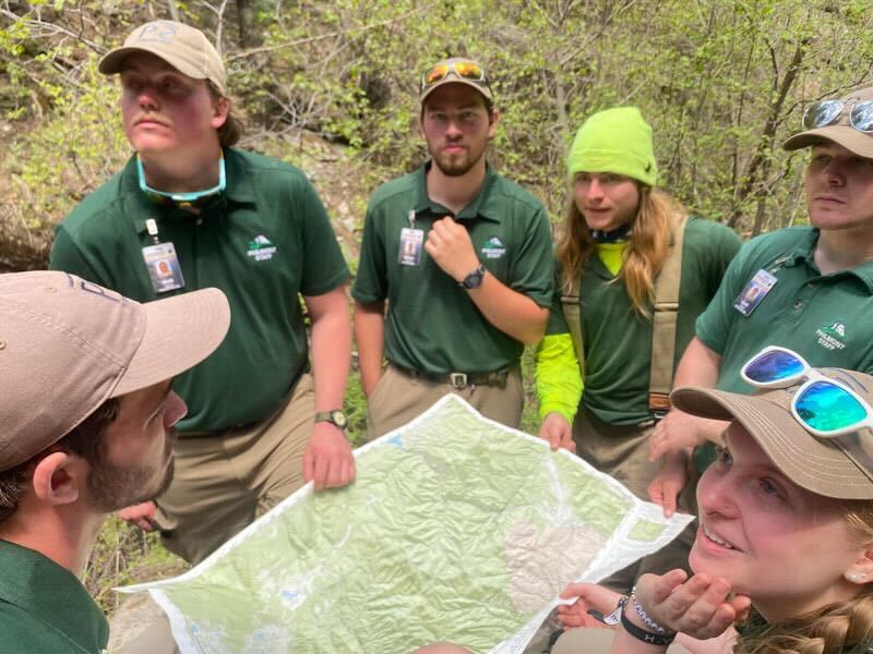 OATC Foreman learning to shoop bearings on their training trek.