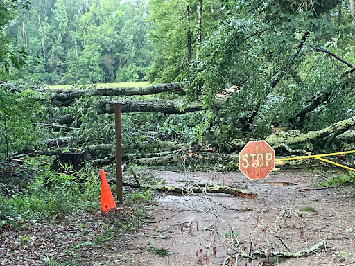 "One of the main roadways into the camp was completely blocked off after the storm."