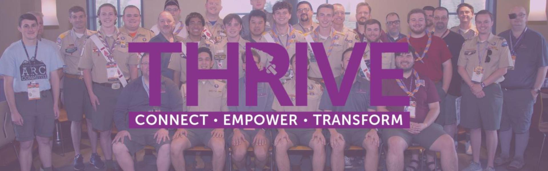 Thrive logo in front of the Thrive team at NOAC 2024